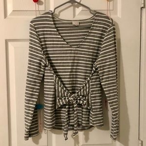 Grey & White Striped Blouse; brand: a new day; size :M